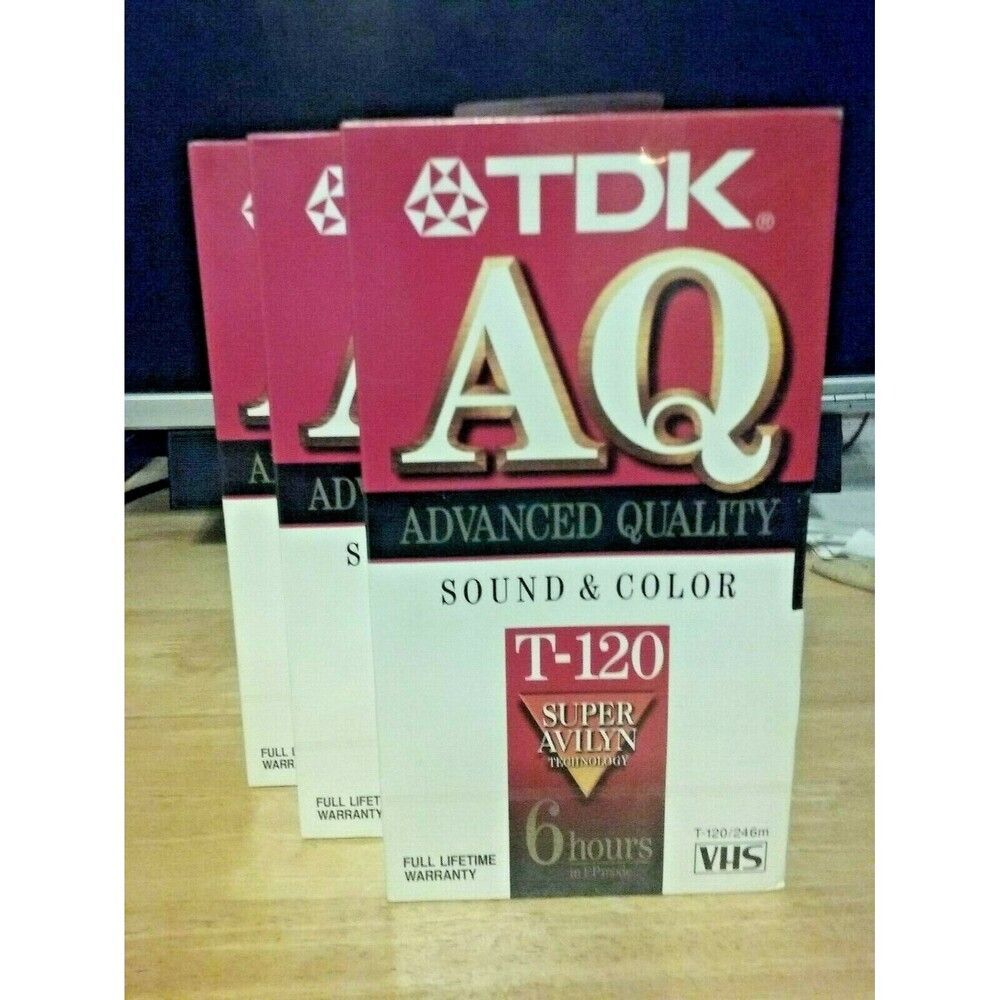 Lot of 3 TDK AQ T-120 6 HOUR BLANK VHS VIDEO Tape Factory sealed